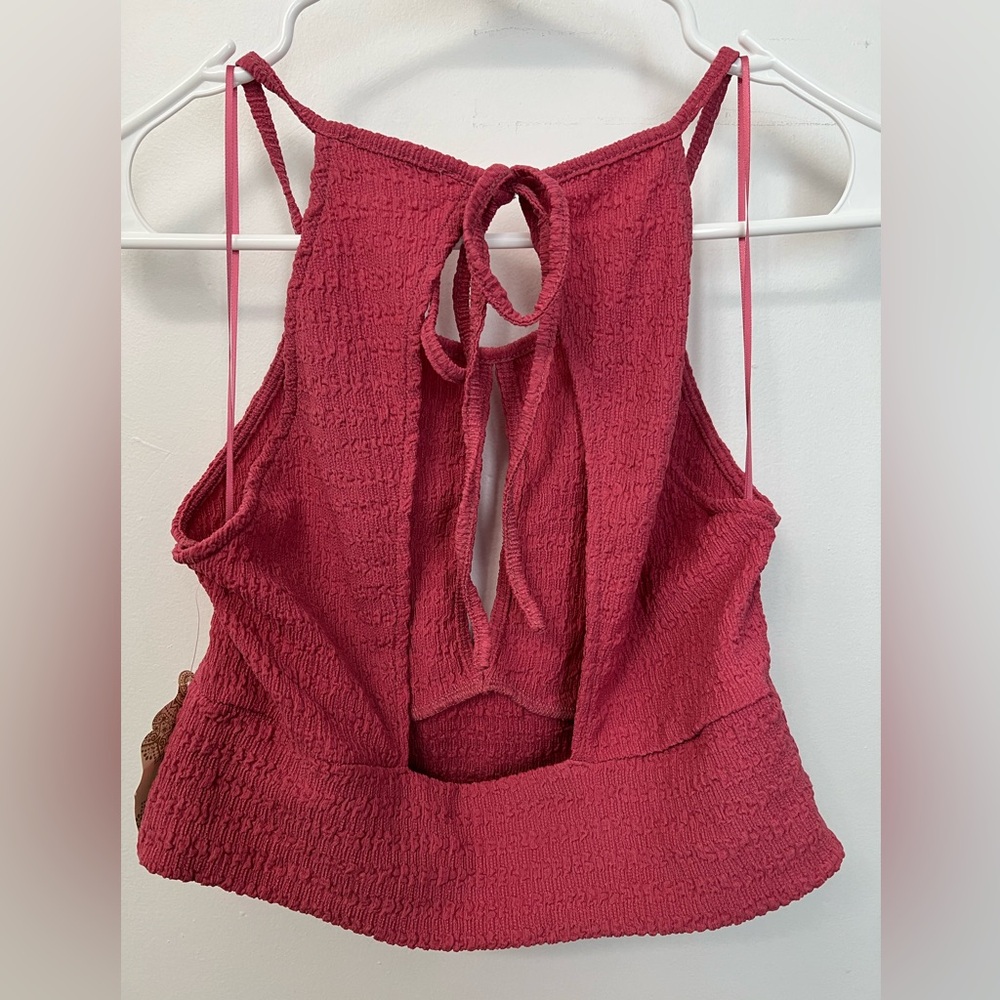 Altar'd State Raspberry Textured Halter Crop - Picture 3 of 7
